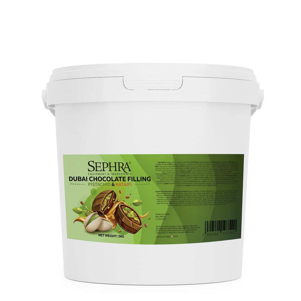 Sephra Dubai Chocolate Pistachio and Kataifi Filling 3kg Tub